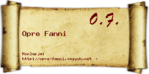Opre Fanni névjegykártya